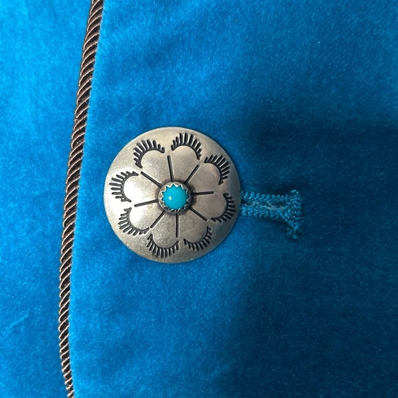 Tasha Polizzi Velvet Turquoise Jacket | 100% Cotton | Size L - Picture 4 of 6